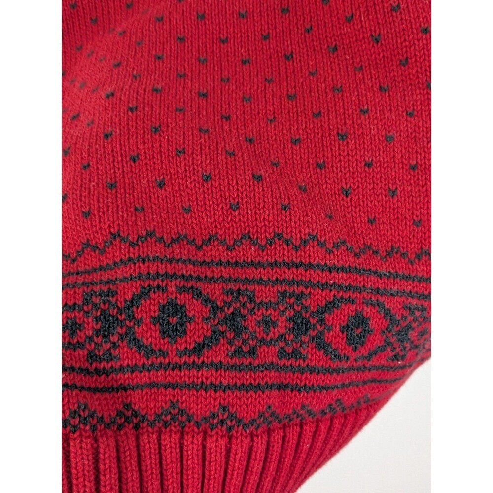 Chaps Sweater Mens 4XB Red Nordic Birdseye 100% Cotton 1/4 Zip Knit Preppy - Picture 5 of 8